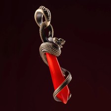 Venom’s Heart Pendant in Brass, Rattlesnake Customized Energy Crystal Jewelry