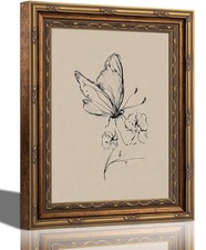 Vintage Gold Framed Canvas Wall Art Sketch Painting Picture Wall Decor Vintag...