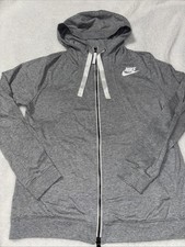 Nike Women's Gray Zip-Up Hoodie Jacket Size Large Long Sleeve Pockets Drawstrin