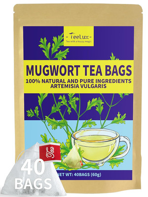 Mugwort Tea Bags, 40 Count, Natural Mugwort Leaves, Caffeine Free, Biodegradable