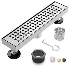 Linear Shower Drain 18 Inch AISI 304 Stainless Steel Shower Drain, Brushed ...