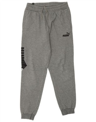 PUMA Mens Graphic Tracksuit Trousers Joggers Medium  Grey Cotton AM14