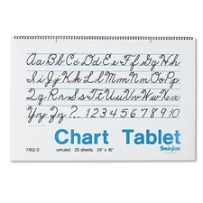 Pacon Two-Hole Punched Chart Tablet with Cursive Cover 24" x 16" Unruled 25
