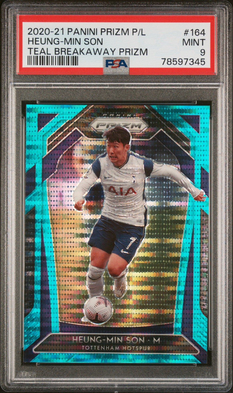 2020-21 Panini Prizm Premier League #164 Heung-Min Son Breakaway Teal /95  PSA 9