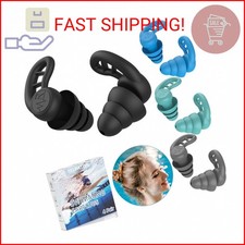 Swimming Ear Plugs for Adults, 4 Pairs Reusable Silicone Waterproof Colorful Swi