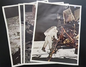 4 Vintage Apollo 11 Moon Landing Photo Lithographs, by Kodak Ektachrome EF Film