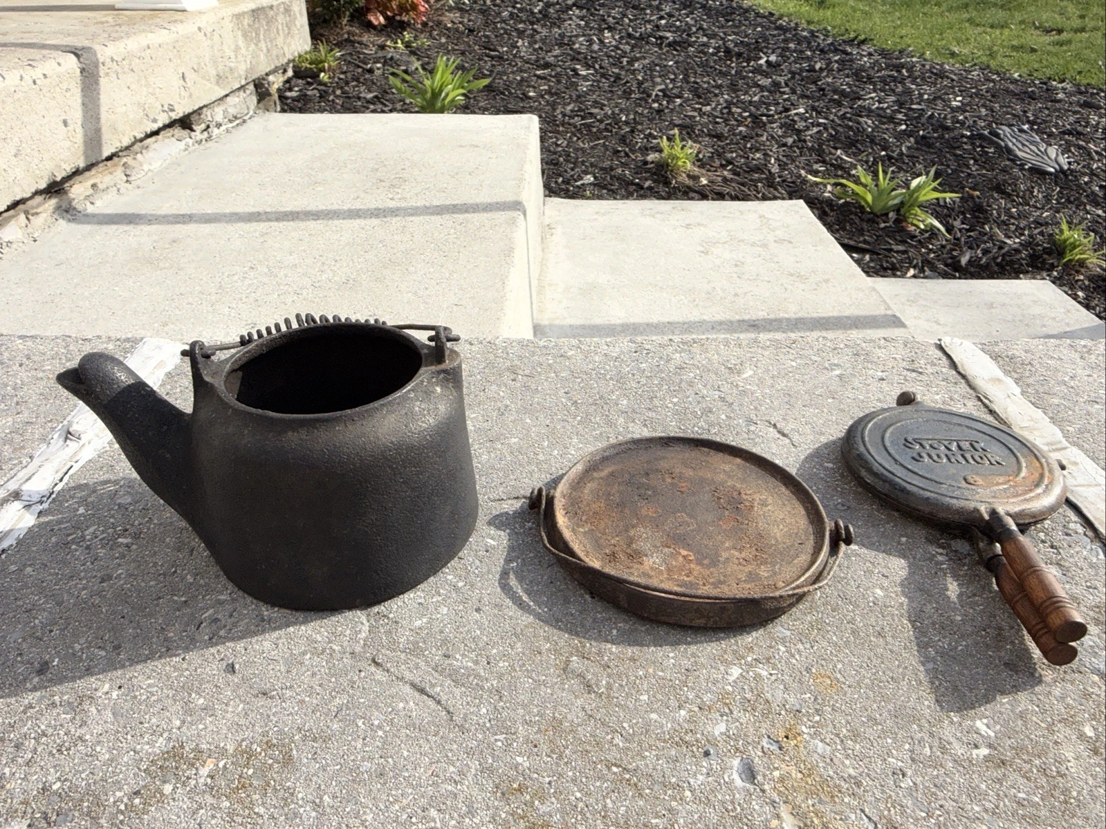 Miniature Toy Wagner Ware Skillet Teapot Stover Waffle Cast Iron
