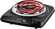 Electric Countertop Single Burner, 1000W Cooktop with 6" Stainless Steel Coil Ho