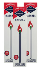 Diamond 9 in long Match sticks 75ct/ea - 3 packs, fireplace matches free ship US