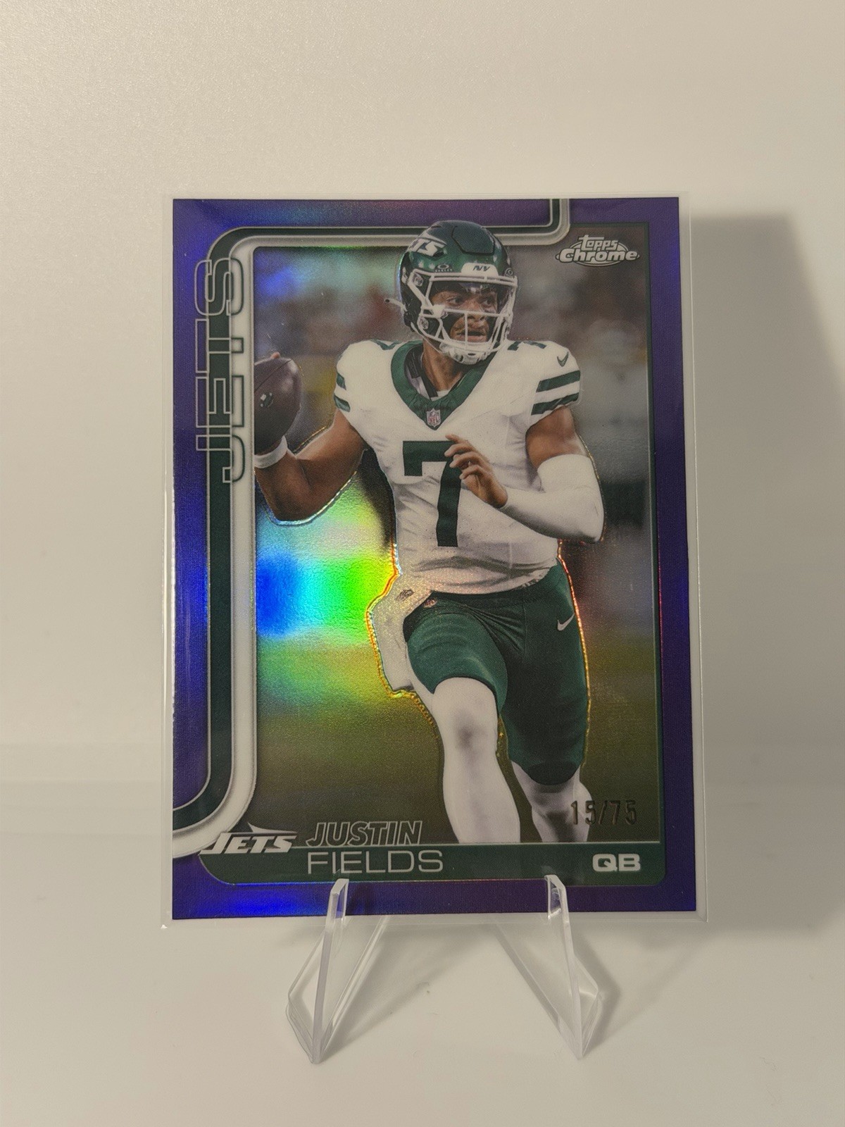 2025 Topps Chrome Purple Football Leather Refractor Justin Fields /75