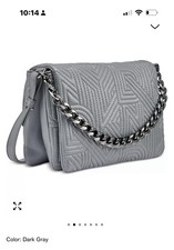 DKNY Desiree logo chain link flap women's crossbody bag - Dark Grey