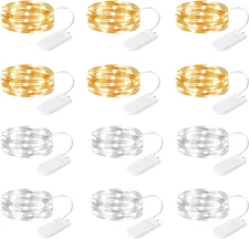Brightown 12 Pack Led Fairy Lights Battery 12 Pack, Warm White + 