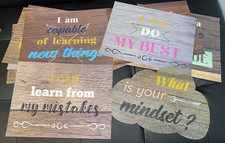 Motivational Posters 20 Pack Growth Mindset 12"x9" Classroom Inspire Encourage