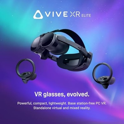 BLACK - HTC VIVE XR ELITE WITH DELUXE PACK   MIXED REALITY AND PC VR HEADSET +