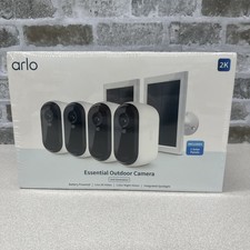 Arlo 2K Essential Outdoor Camera 2nd Gen, 4 Cameras and 2 Solar Panels, White