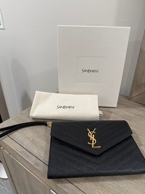 NWT- YSL Monogram Flap Clutch Bag in Grained Leather