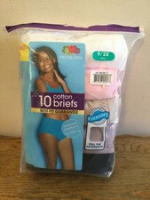 PACKAGE OF 10 FRUIT OF THE LOOM WOMEN S COTTON BRIEFS SIZE 9 2XL NEW