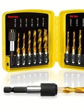 13PCS Titanium Coated SAE and Metric Tap Bits Kit Combination Drill Tap Bit Set
