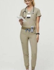 FIGS Women  s limited-edition color Sandstone XL top, XL/P bottom scrub set