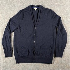 Gap Extra Fine Merino Wool Mens L Cardigan Navy V Neck Cardigan Sweater Pockets