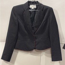 Vintage 1990's Liz Claiborne Petite 6P Cropped Black Micro Dot 1 Button Blazer