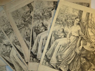 Annie de COURLON SET 6 ORIGINAL GRAVUREN FRAU REH ZUSTAND ART DECO 1931
