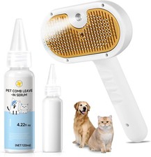Pet Steam Brush for Dog Cat 3-in-1 Spray Hair Removal Comb for Shedding