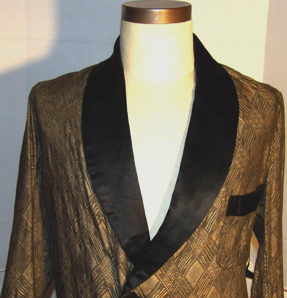 ¡BATA DE FUMAR/LOUNGE VINTAGE AÑOS 20-30! SKINNER'S SATIN! ¡CINTURÓN DE CUERDA! ¡BOLSILLOS! M Foto 3 de 4