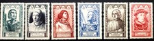 Timbre France: série n°765/770 de 1946-Célébrités du XVème siècle- Neufs, Luxe**