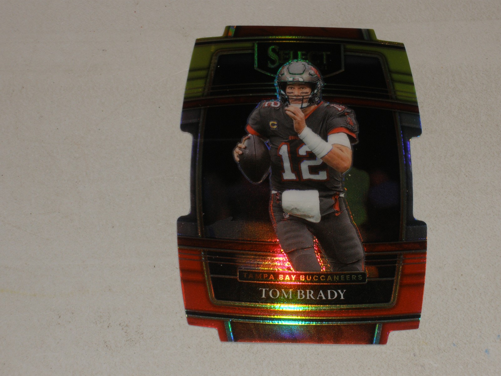 2021 Panini Select Premier Level Red Yellow Prizm Die Cut #1 Tom Brady