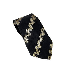 Hugo Boss 100 Silk Tie Italian Mens Floral Black Platinum Gold Leaves Italy NEW