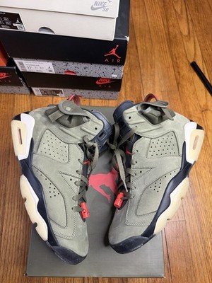 Travis Scott x Air Jordan 6 Retro Olive Men's Sneakers Size 10 CN1084-200