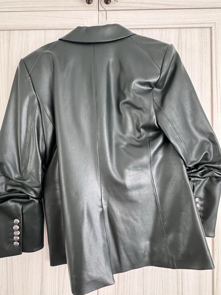 Chaqueta Blazer Veronica Barba Hollis Esmeralda Imitación Cuero Vegano Dickey Talla 10 Foto 4 de 4