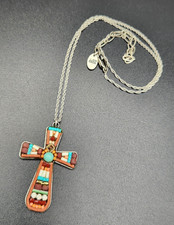 Ayaia Bar Southwest Style Silver Tone Cross Pendant Necklace