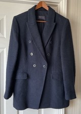 M&S Bouclé Tweed Effect Navy Blazer/Jacket Size 16 (worn Twice)