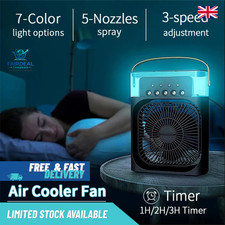 Portable Air Cooler Fan USB Mini Air Conditioner Humidifier LED 600ml UK