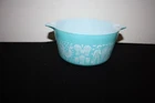 Vintage PYREX 473 Amish Butterprint Turquoise/white 1  Qt Casserole Dish  NO LID