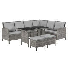 SVITA MADISON Rattan-Lounge Polyrattan Ecksofa Gartenmöbel-Set Grau