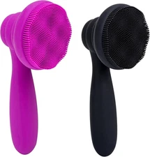 2 PC Silicone Facial Cleansing Brush Scrubber Manual Black&purple 