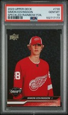 2023-24 Upper Deck Draft Rainbow Speckled Foil PSA 10 Simon Edvinsson Redwings