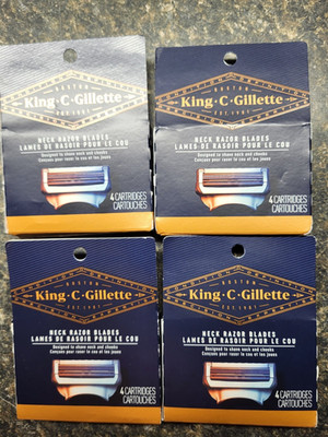King C Gillette Neck Razor Blades for Men -Shaving Cartridge 4 packs - 16 Total