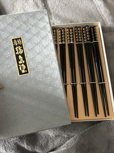 Set of 6 vintage Japanese Wajima Lacquered Chopsticks