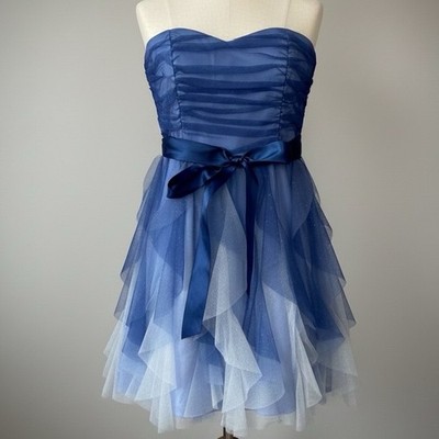 Y2K Teeze Me Babydoll Strapless Dress Blue Fairy Coquette Whimsigoth JUNIORS 11