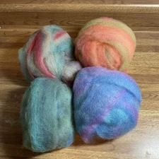 Rainbow Felting Roving Wool Spinning Yarn Lot