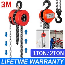 Chain Hoist Block and Tackle 2 Ton Capacity Winch Engine Lift Puller Fall 3M UK