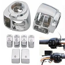 Chrome Switch Housing & 6pcs Button Cap For Harley Softail Heritage FLSTC 11–17