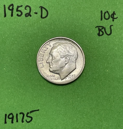 1952 D Roosevelt Dime BU Uncirculated Mint State 90% Silver 10c US Coin