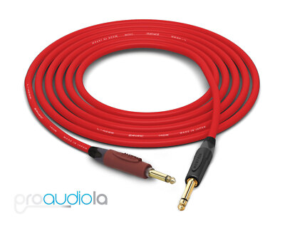 Canare Quad L-4E6S Instrument Cable | Silent 1/4'' TS to 1/4'' TS | Red 8 Ft