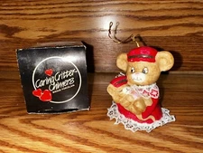 Vintage Jasco Caring Critter Chimer Porcelain Bell Ornament - Mother Baby Mouse 