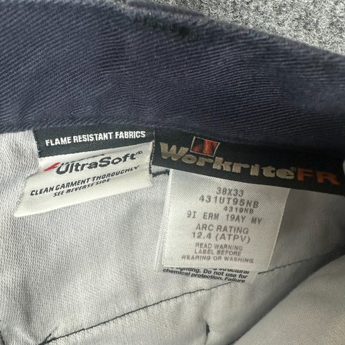 Workrite FR Pants Men 38X33 ( 38x32 ) Blue ARC 12.4 Cat 2 Flame Resistant 2112 - Picture 4 of 10